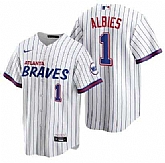 Braves 1 Ozzie Albies White 2021 City Connect Cool Base Jersey Dzhi,baseball caps,new era cap wholesale,wholesale hats